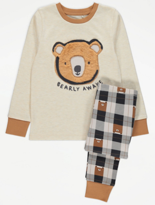 Check Print Textured Bear Pyjamas Gift Set