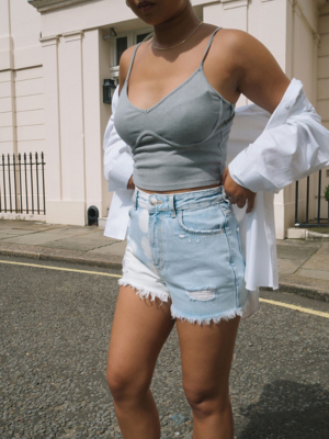 G21 Light Blue Bleached Denim Jacket And Shorts Outfit George At Asda