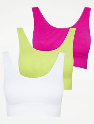 Ribbed Comfort Bras 3 Pack Women at ASDA