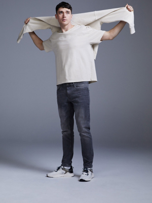 Grey Slim Fit Jeans With Stretch Men at ASDA