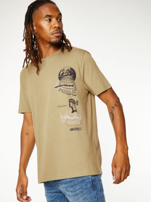 Khaki Globe Graphic Jersey T-Shirt