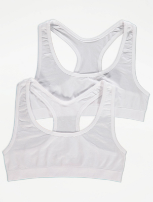 White Seam Free Crop Tops 2 Pack Kids at ASDA