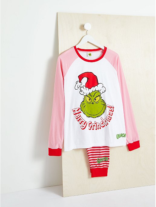 The Grinch Red Striped Family Christmas Pyjamas | Women | George at ASDA