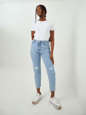 distressed high waisted mom jeans