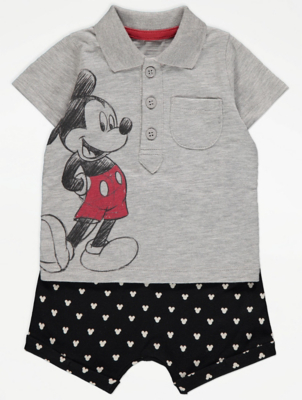 Disney Mickey Mouse Grey Polo Shirt and Shorts Outfit