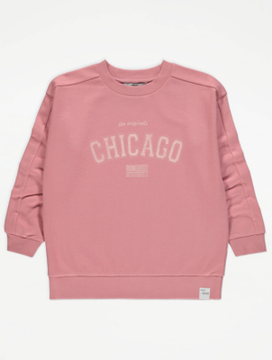 Pink Chicago Slogan Sweatshirt