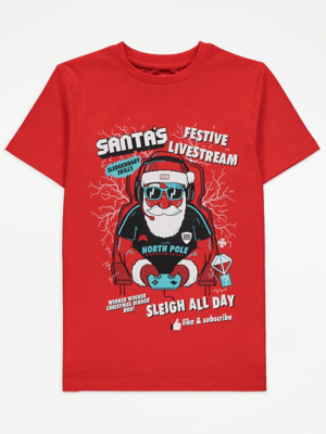 Red Santa's Gamer Slogan Christmas T-Shirt