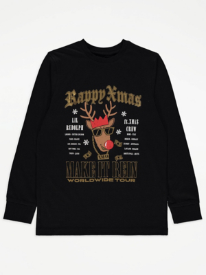 Rudolph Slogan Print Christmas Long Sleeve Top