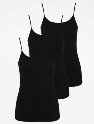 Black Cami Vest Tops 3 Pack Women at ASDA