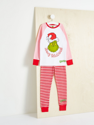 The Grinch Red Striped Family Christmas Pyjamas Kids George At Asda
