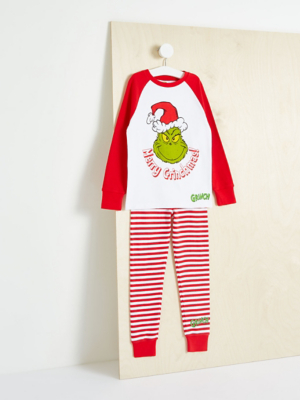 The Grinch Red Striped Family Christmas Pyjamas Kids George At Asda
