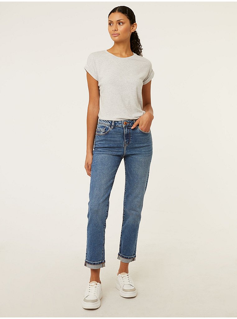 Skye Blue Mid Wash High Rise Straight Jeans | Women | George at ASDA