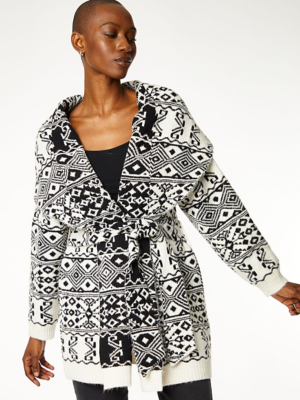 white and black aztec cardigan