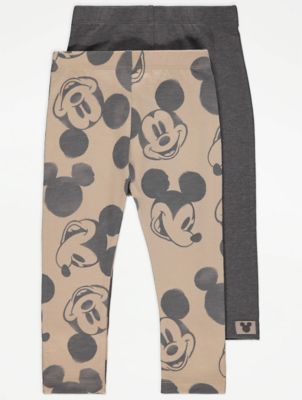 Disney Mickey Mouse Leggings 2 Pack Kids at ASDA