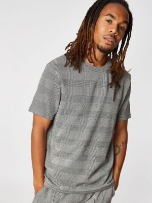 Grey Check Jacquard T-Shirt