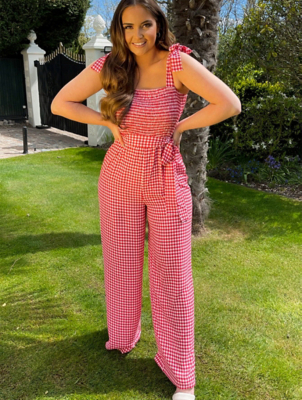 gingham pantsuit