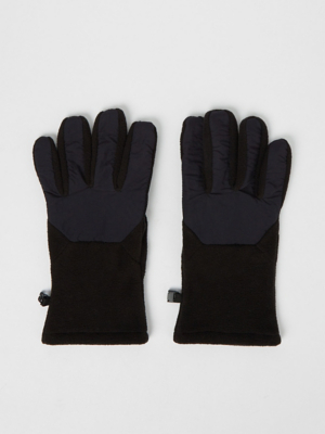 Black Fleece Panelled Gloves