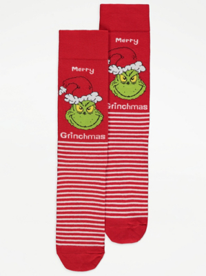 The Grinch Merry Grinchmas Family Christmas Socks Men at ASDA