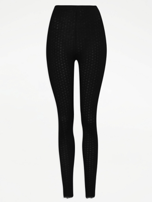 Black Thermal Pointelle Leggings Women at ASDA