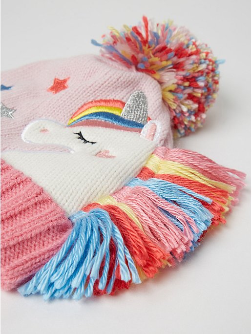 Childs Scarf and Hat Personalised Unicorn Pink Set by Amys Gifts
