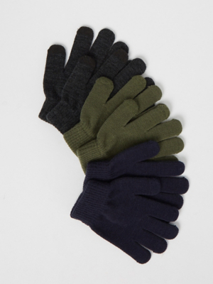 Plain Ribbed Cuff Gloves 3 Pack