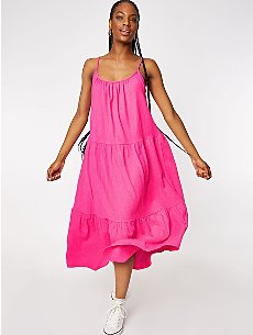 Pink Tiered Jersey Maxi Dress