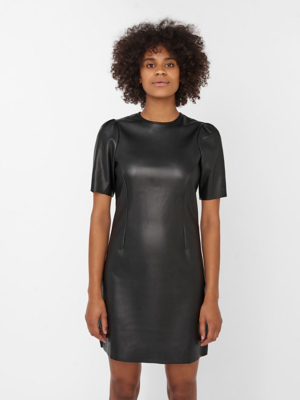 faux leather overall dress