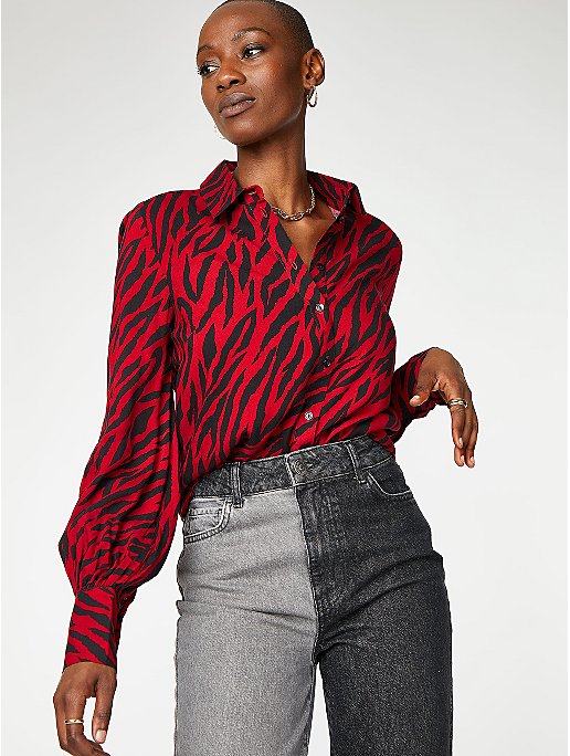 Red Zebra Print Long Sleeve Shirt | Women | George at ASDA