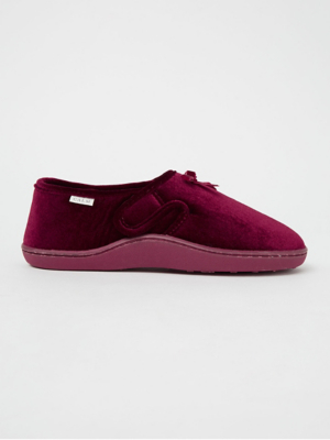 Burgundy Velcro Fullback Slippers Women at ASDA