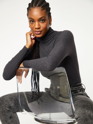 Charcoal Roll Neck Top