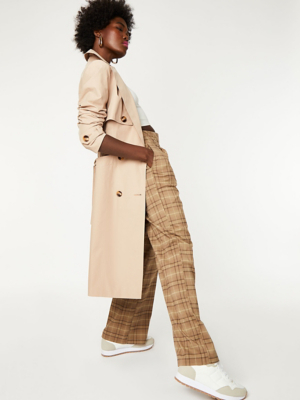 Beige Belted Longline Trench Coat Women at ASDA