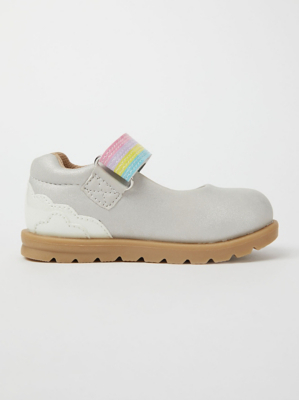 First Walkers Grey Shimmer Rainbow Trim Shoes