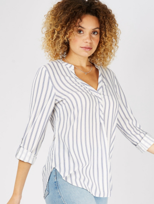 White Striped Half Placket Blouse Women George At Asda