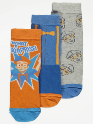 Blippi Ankle Socks 3 Pack Kids at ASDA