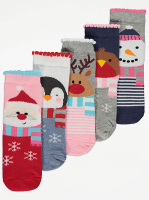 Festive Christmas Ankle Socks 5 Pack