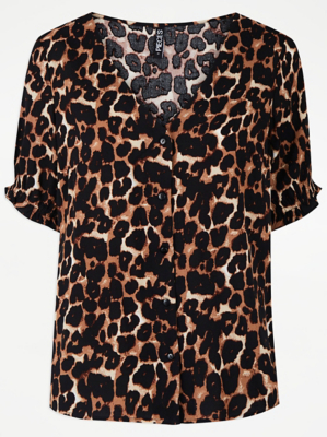 PIECES Leopard Print Blouse Women at ASDA