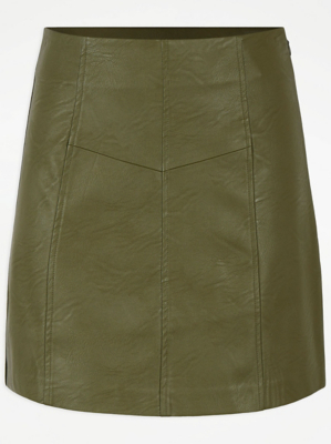 PIECES Green Faux Leather Skirt Women at ASDA