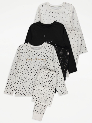 Black and White Printed Pyjamas 3 Pack