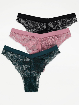 Floral Lace High Leg Knickers 3 Pack