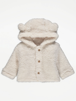Cream Fleece Hooded Jacket Baby at ASDA