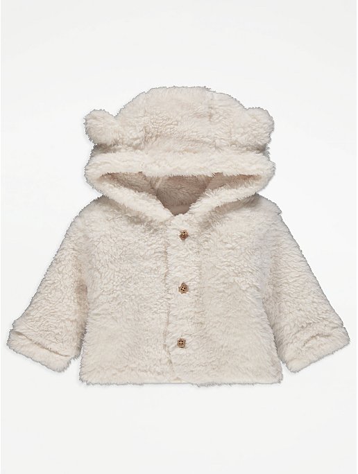 Cream Borg Fleece Hooded Jacket | Baby | George at ASDA
