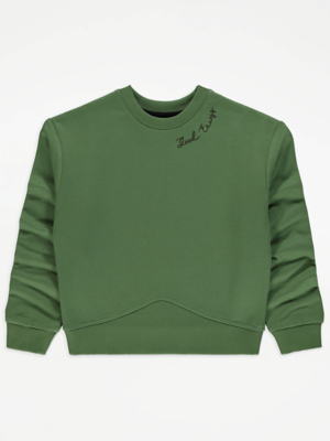 Green Embroidered Slogan Sweatshirt