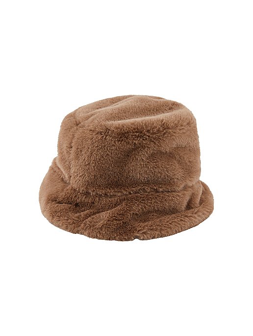 PIECES Brown Faux Fur Bucket Hat | Women | George at ASDA