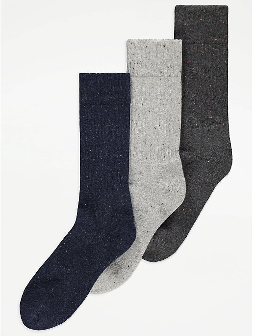 Marl Knitted Ankle Socks 3 Pack | Men | George at ASDA