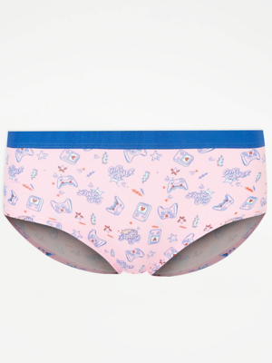 Pink Girl Gamer Print Short Knickers Women at ASDA