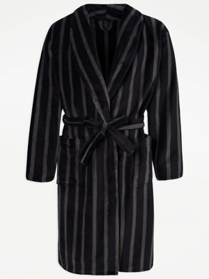Black Striped Dressing Gown