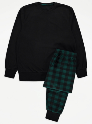 Black Fleece Check Print Sweat Pyjamas