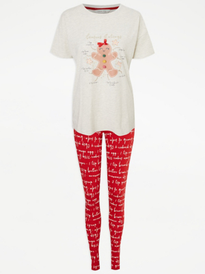 Gingerbread Man Print Christmas Pyjamas Women at ASDA