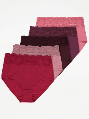 Lace Trim Full Knickers 5 Pack
