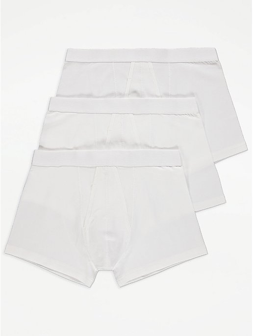 White A-Front Boxers 3 Pack | Men | George at ASDA